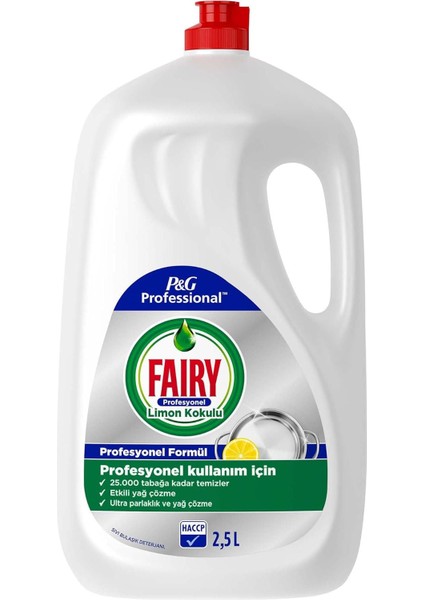 Fairy Profesyonel Sıvı Bulaşık Deterjanı Elde Yıkama Limon Kokulu 2.5 L, Pack Of 1 fiyatları