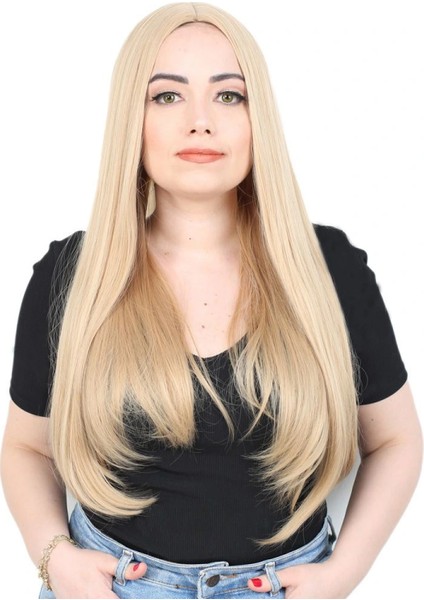 Fiber Sentetik Uzun Düz Peruk - Balköpüğü