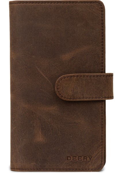 Erkek Hakiki Nubuk Taba Renk Dikey Telefon Bölmeli Cüzdan - 00803MTBAZ01