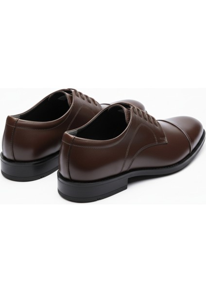 GR0413 Hakiki Deri Kaydırmaz Kauçuk Taban Üst Kalite Kahverengi Klasik Baba Ayakkabısı