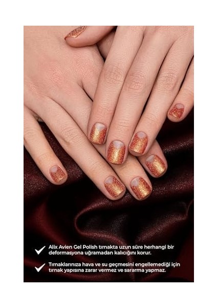 Alıx Avıen Işıltılı Turuncu Kalıcı Oje 61-Yoğun Renk Veren Jel Oje 12 Ml-Nail Uv Gel Polish 61