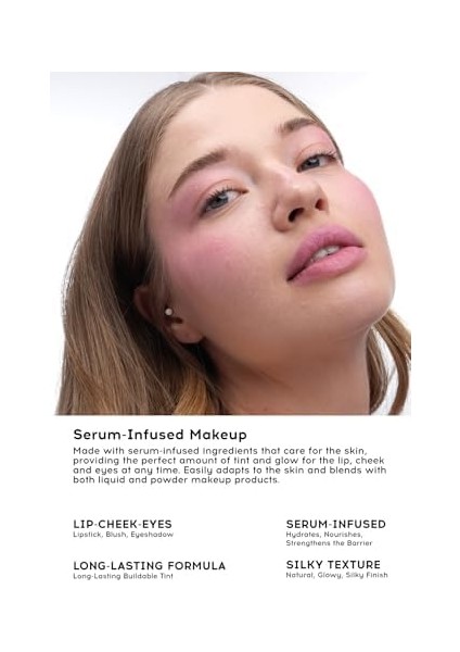 Cream Co. Allık Ruj Göz Farı Glow Tint Radiant Pink, Nemlendirici Makyaj, 505 Pembe, Hyaluronik Asit Peptit modelleri