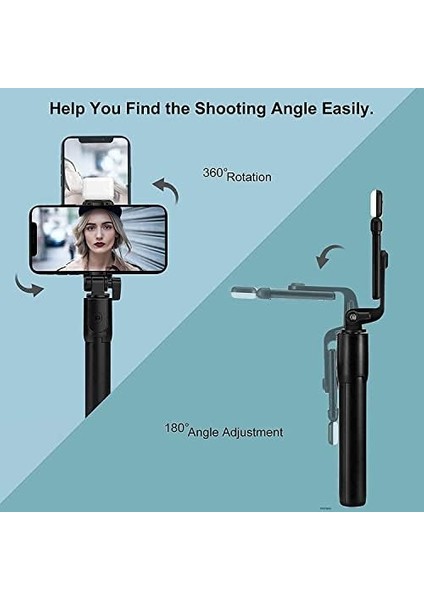 Telefon Tripodu Katlanabilir Telefon Tutucu, 360° Döner Başlık, Bluetooth Kumandalı Selfie Çubuğu, Ios/ Uyumlu, Kamera ve ile Kullanılabilir modelleri
