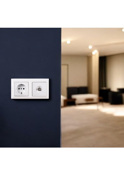 Visage Beyaz 2'li Set Topraklı Priz ve F Konnektör Uydu Priz Set fiyatları