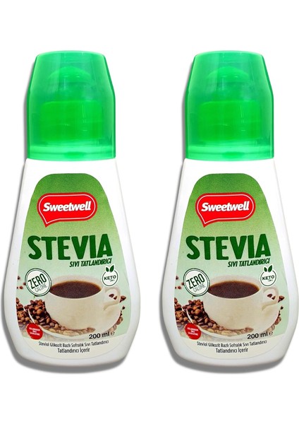 Sweetwell Stevia Sıvı Tatlandırıcı Sıfır Kalori 200 ml x 2 Adet