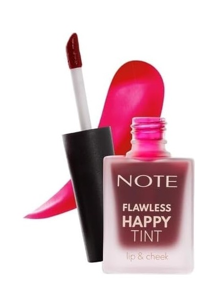 Note Flawless Happy Tint Lip & Cheek 02 Wild Cherry Dudak ve Yanak Renklendirici Likit Allık, Mor modelleri