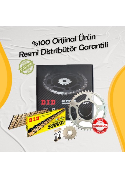 Dıd Kawasaki Z 250L Zincir Dişli Seti (2015-2017) X-Ringli Zincir (Gold Renk) fırsatları