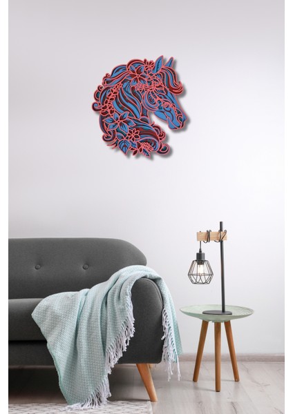 Muhteşem Çiçek Detaylı At Portresi Duvar Dekoru