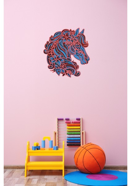 Muhteşem Çiçek Detaylı At Portresi Duvar Dekoru