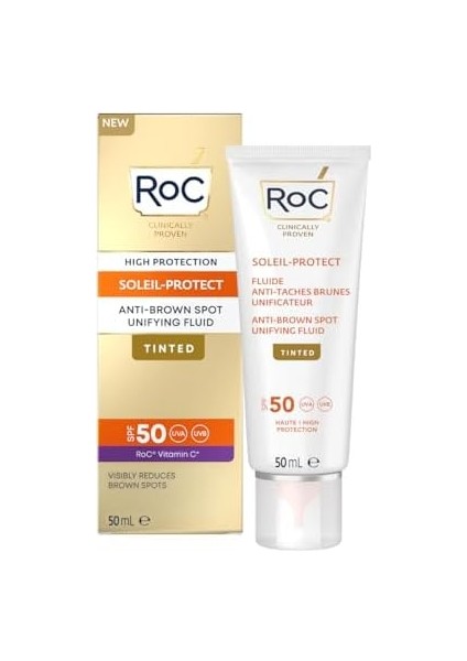 Roc Soleil-Protect Anti-Brown Spot Unifying Fluid Tinted Leke Karşıtı ve Ton Eşitleyici Yüz Güneş Kremi SPF50+ 50 ml