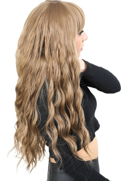 Perçemli Uzun Su Dalgası Fiber Sentetik Peruk- Bebek Kumralı fırsatları