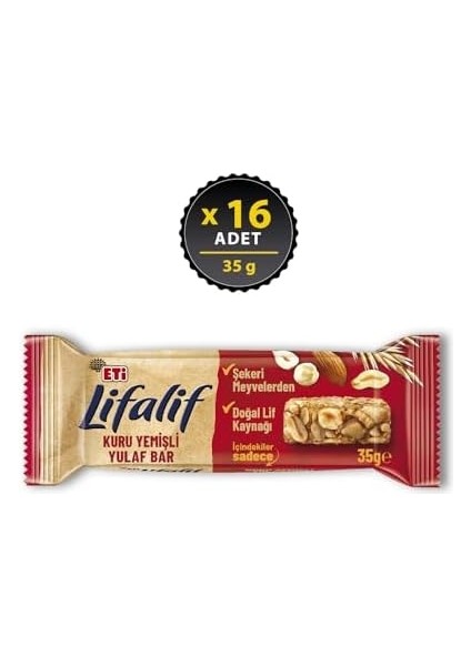 Eti Lifalif Kuruyemişli Yulaf Bar 35 G x 16 Adet