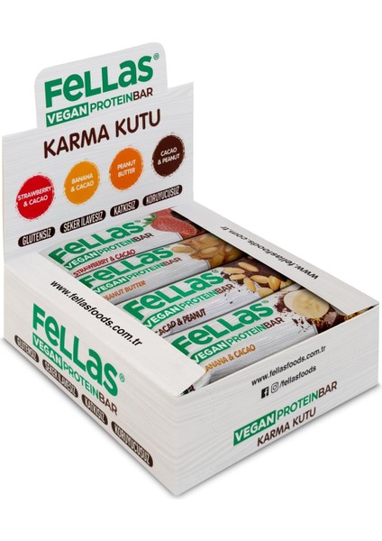 Fellas Vegan Protein Bar, 40GR Karışık Kutu, 12 Adet (4 Çeşit) fiyatları