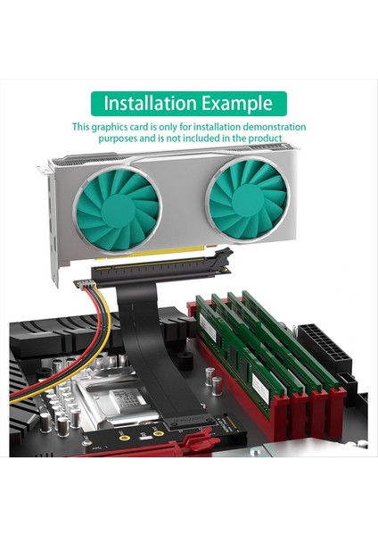 Yükseltici Kablosu M.2 NVME - PCIE X16 Adaptör Grafik Uzatma Kablosu 90 Derece PCI Express 3.0 16x - M anahtarlı Kablo B (Yurt Dışından)