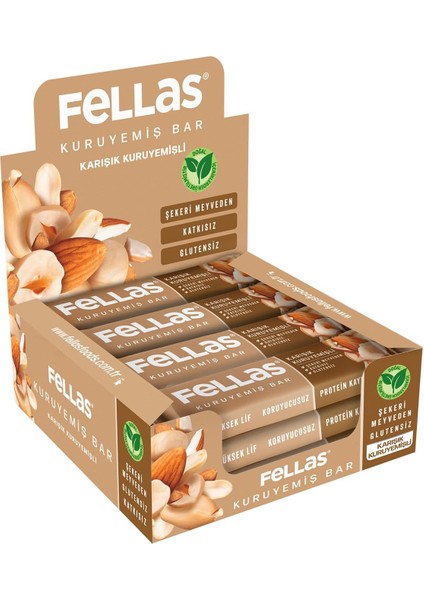 Fellas Karışık Kuruyemişli Bar 30 gr x 12 Adet fiyatları