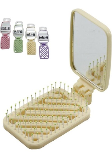 Aee® Dikdörtgen Katlanır Aynalı Tarak – Çocuk ve Yetişkin Kullanımı Için | Çanta Boy, Taşınabilir, Ergonomik Plastik Tarak (17,5 Cm) – Katlanır Ayna ve Delikli Tasarım Karışık Renk