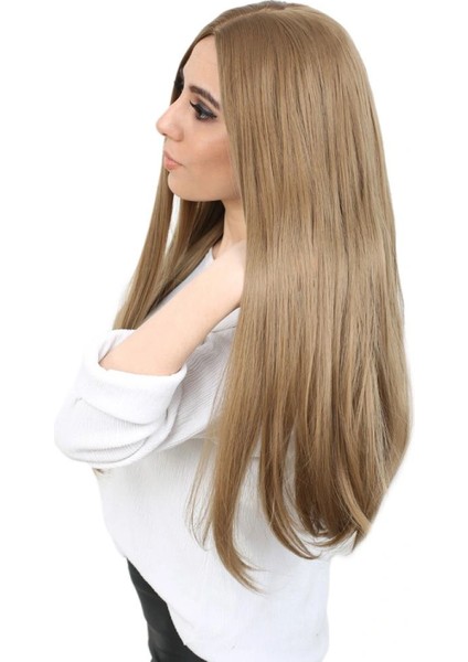 Fiber Sentetik Uzun Düz Peruk - Bebek Kumralı modelleri