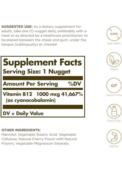 Solgar Vitamin B12 1000MCG 100 Tablet modelleri