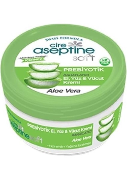 Cire Aseptine Soft Prebiyotik Aloe Vera El, Yüz ve Vücut Kremi 300 ml