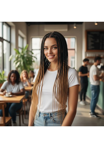 Afrika Örgüsü ve Rasta Için Sentetik Ombreli Saç - Siyah / Karamel