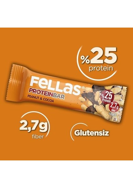 Fellas Protein Bar, Yer Fıstıklı ve Kakaolu, 32GR x 12 Adet fiyatları