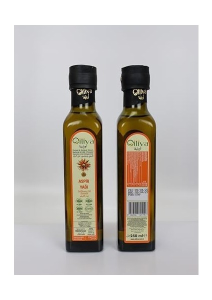 Oiliva Soğuk Sıkım Aspir Yağı 250ML –%100 Doğal, Katkısız, Saf Bitkisel Yağ, Yemek ve Salatalar Için