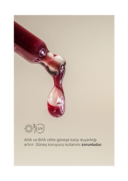 Anocin Aha 20% + Bha 2% Canlandırıcı & Cilt Tonu Eşitleyici Kırmızı Peeling Cilt Serum 5