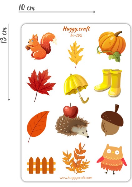 Sonbahar Temalı Turuncu/kahverengi Renkli Sincaplı Sevimli Sticker Seti - 12 Parça - HC192
