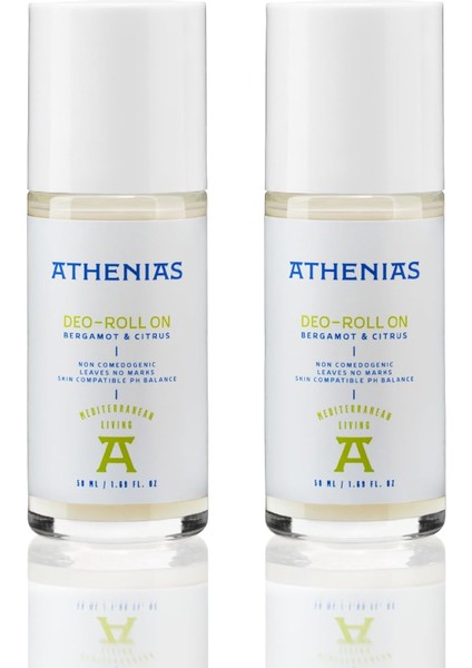 Athenıas Bergamot & Citrus Deodorant Roll On Koltuk Altı Tıkamaz Aluminyum Içermez 50 ml X2