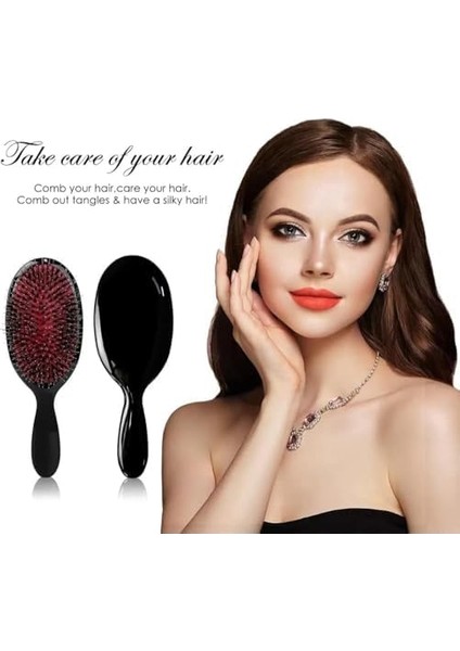 Aputue Saç Uzatma Fırçası, Yumuşak Nylon Uçlu Büyük Saç Fırçası, Oval Masajlı Detangler Fırça, Dolaşmayı Önleyen Nylon Kıllı Saç Fırçası, Saçları Düzeltir, Yağı Dağıtır, Saç Derisini Uyarır (Siyah) modelleri
