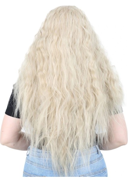 Kabarık Dalgalı Uzun Fiber Sentetik Peruk - Balköpüğü / Platin Röfleli fırsatları