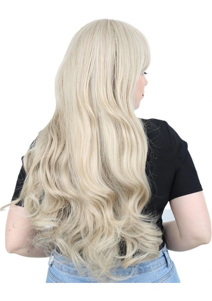 Kahküllü Uzun Dalgalı Fiber Sentetik Peruk - Balköpüğü / Platin Röfleli modelleri
