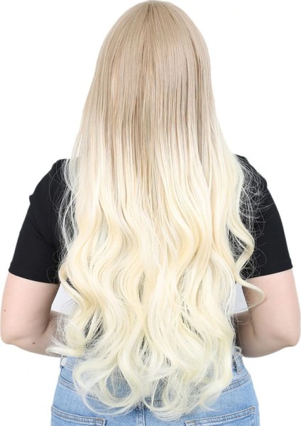 Kahküllü Uzun Dalgalı Fiber Sentetik Peruk - Küllü Balköpüğü / Platin Ombreli indirimleri