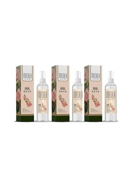 Masala 3 Adet Saf Gül Suyu 125 ML%100 Doğal Yağlı Hidrosol - Tonik Rose Floral Water Hydrosol Tonic fiyatları