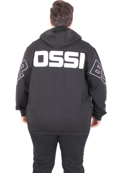 Mocgrande Büyük Beden Kapüşonlu Fermuarlı Sweat Double Face Ossi 25705 Sıyah fiyatları