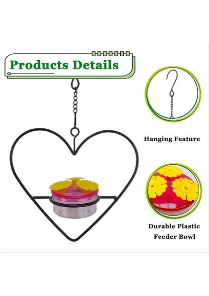 3 adet Hakkalaşım Besleyici, İstiflenebilir Asma Humming Kuş Besleyici Metal Çerçeve ve Kırmızı Plastik Kase Dairesel (Yurt Dışından)