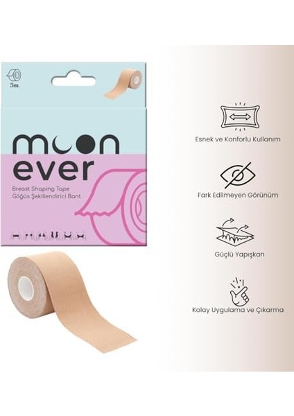 Moonever Göğüs Toparlayıcı Bant | Ultra Ince | Ten Renginde, Nefes Alabilir ve Yapışkanlı Yapısıyla – Her Kombine Uyum Sağlayan Görünmez Konfor fiyatları