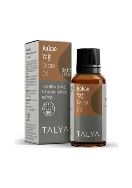 Talya Kakao Yağı, Soğuk SIKIM,%100 Saf ve Doğal, Doğal Bronzluk, 20 ml modelleri