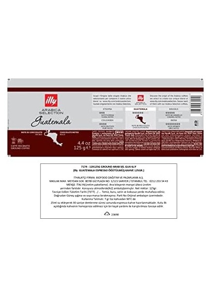 Illy Guatemala Espresso Öğütülmüş Kahve 125GR. fiyatları
