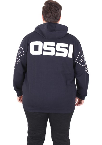 Mocgrande Büyük Beden Kapüşonlu Fermuarlı Sweat Double Face Ossi 25705 Lacıvert fiyatları