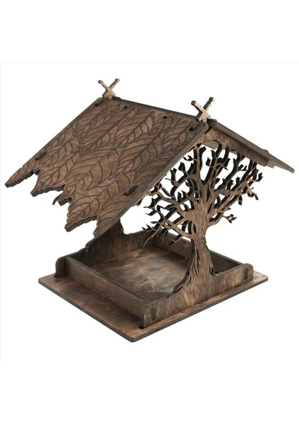 Ahşap Kuş Besleyici Asılı BİR BAŞLI BAHÇA Bahçe Dekoru Çatı Kuş Besleyiciler A Dışarıda (Yurt Dışından)