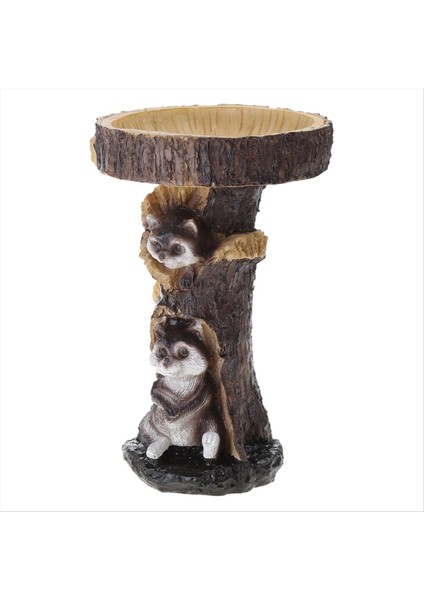 Reçine heykel kuş besleyicileri, oyma reçine kuş banyosu, açık ev el sanatları reçine bahçesi çim dekorasyonları dekor heykel D (Yurt Dışından)