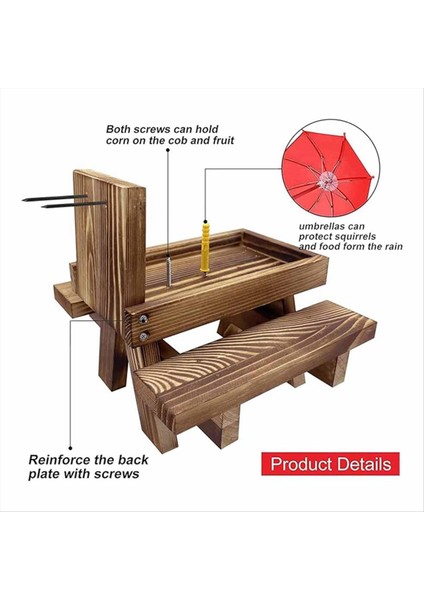 Sincap Besleyici Piknik Masası Şemsiye, Ahşap Sincap Besleyicileri Dışarı, Sevimli Sincap Besleyici+Katı Yapı B (Yurt Dışından)