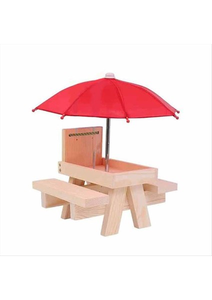 Sincap Besleyici Piknik Masası Şemsiye, Ahşap Sincap Besleyicileri Dışarı, Sevimli Sincap Besleyici+Katı Yapı B (Yurt Dışından)
