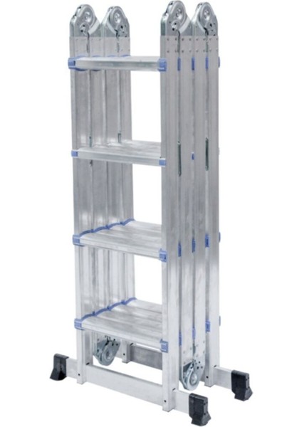 Elmas Serisi - 3.70 Metre 3x4 Çok Amaçlı Akrobat Merdiven Alüminyum Endüstriyel Katlanır Profesyonel
