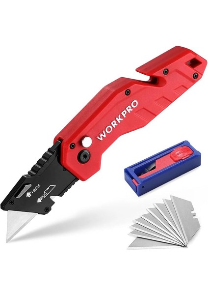 WP211018 Profesyonel Katlanır Çok Amaçlı Rötuş Bıçağı + 10 Adet Yedek Bıçak