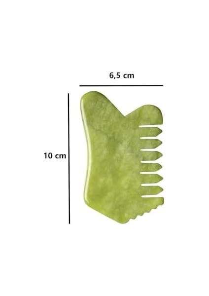Fulia Elegance Çok Amaçlı Yeşim Taşı Pro Gua Sha Tırtıklı Masaj Aleti Doğal Taş Tarak Jade Gua Sha Jade Hair Comb Saç, Yüz ve Cilt Bakımı Aleti