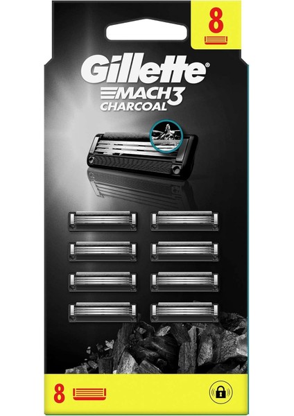 Gillette Mach3 Charcoal Avantajlı Yedek Tıraş Bıçağı 8'li