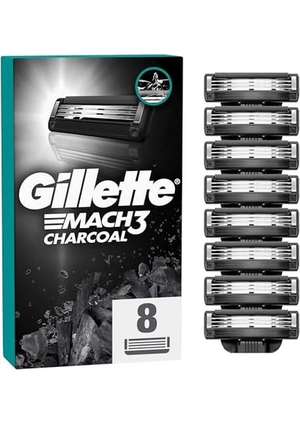 Gillette Mach3 Charcoal Avantajlı Yedek Tıraş Bıçağı 8'li modelleri