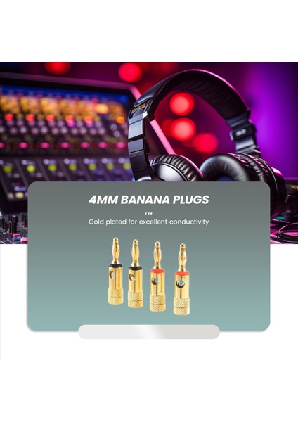 Altın Kaplama Muz Tapaları 2 Kırmızı 2 Siyah 4mm 4 PCS LL68-4BP1 (Yurt Dışından)